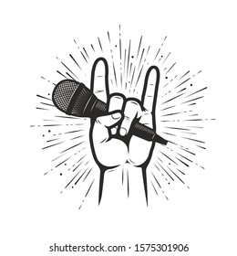 Microphone in hand a shape lightning rap Vector Image