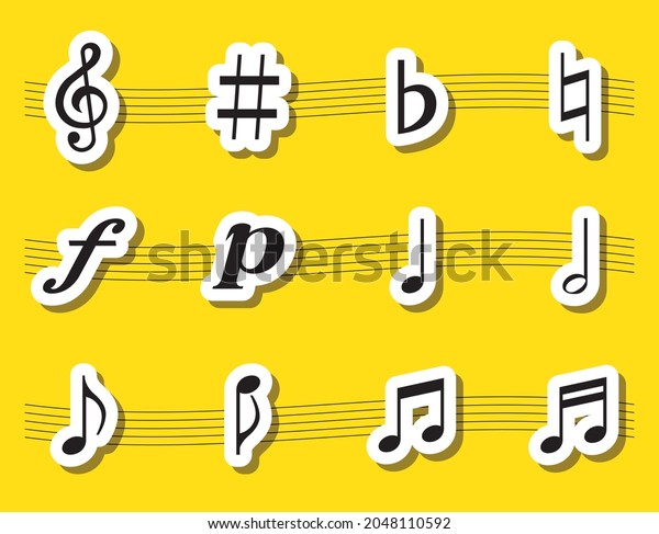Music symbol icon sticker
set