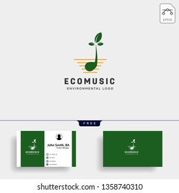 music symbol leaf nature simple logo template vector illustration icon element