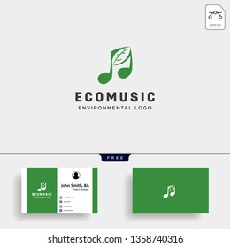 music symbol leaf nature simple logo template vector illustration icon element