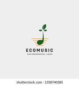 music symbol leaf nature simple logo template vector illustration icon element