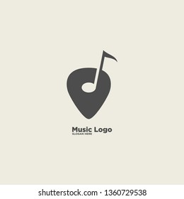 Music Symbol Notation and guitar pick simple logo template vector illustration icon element - Vector illustration