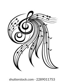 music symbol. Music tattoo logo. Music and notes