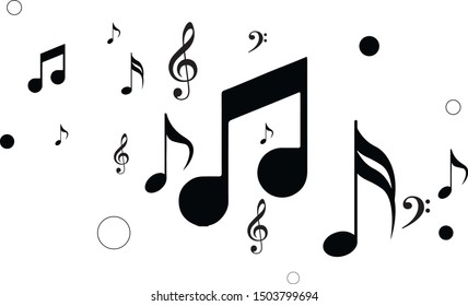 Music symbols black illustration. Various types of symbol of music.