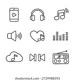 Music symbols and devices in a grid layout