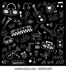 Music symbols doodle set