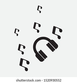 music symbols with headset icon