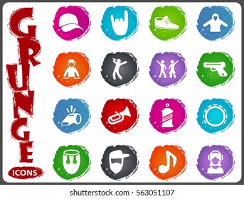 Music symbols icon set in grunge style