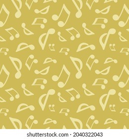 Music symbols pattern on yellow background