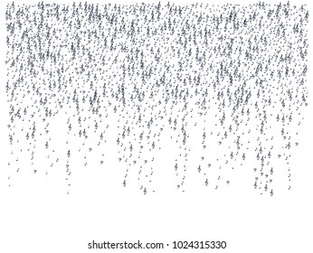 Music Symbols Vector Confetti Falling Down. Grayscale Falling Notes, Party, Festival Poster Pattern. Abstract Dynamic Music Signs Pattern, Decorative Frame. Light Music Symbols Confetti Chaos