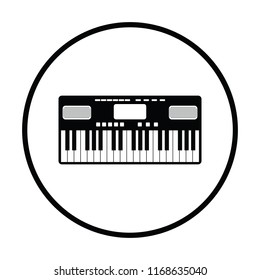 Music synthesizer icon. Thin circle design. Vector illustration.