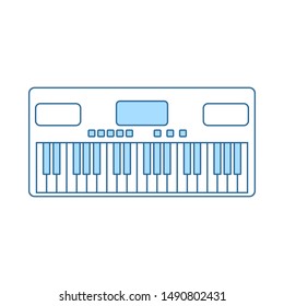 Music Synthesizer Icon. Thin Line With Blue Fill Design. Vector Illustration.