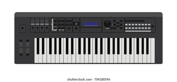 Music synthesizer icon.Detailed style electronic piano. Isolated vector illustration.