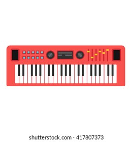 Music synthesizer. Sound musical piano. Keyboard. Flat style vctor illustration