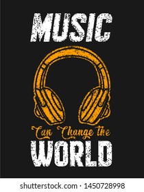 music t shirt design, music headphone wit wuote t shirt design