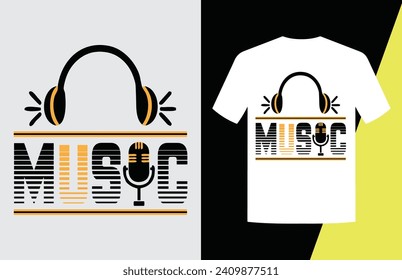 Vector de diseño de camisetas musicales. Diseño de camisetas musicales. Diseño de camisetas vectoras de tipografía musical