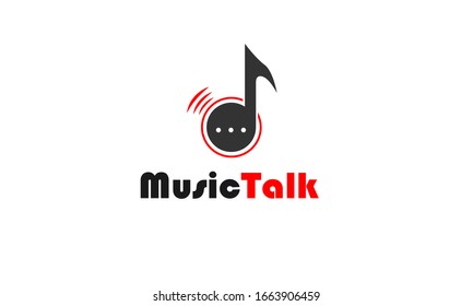 Vector de plantilla de logotipo de charla musical y chat
