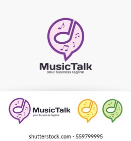 Music talk logo design. Forum and Community logo concept. Vector logo template