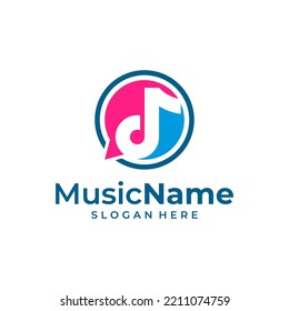Music Talk Logo Vector Icon Illustration. Chat Music logo design template