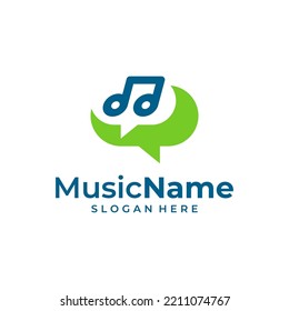Music Talk Logo Vector Icon Illustration. Chat Music logo design template