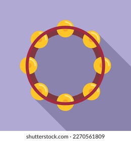 Music tambourine icon flat vector. Carnival drum. Musical sound