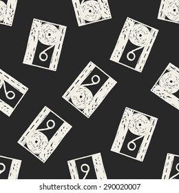 music tape doodle seamless pattern background