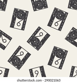 music tape doodle seamless pattern background