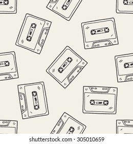 music tape doodle seamless pattern background
