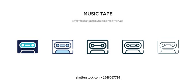 music tape icon in different style vector illustration. two colored and black music tape vector icons designed in filled, outline, line and stroke style can be used for web, mobile, ui