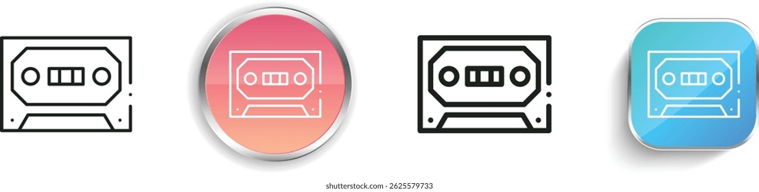 music tape icon. Thin Linear, Regular and Button Style Design Isolated On White Background