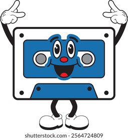 MUSIC TAPE MASCOT VINTAGE CARTOON RETRO