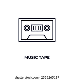 music tape outline icon. Linear vector from entertainment concept. Thin line music tape icon isolated on white background