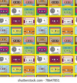 music tape seamless pattern