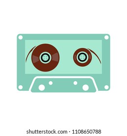 music tape - sound music icon, vector retro radio cassette - media illustration isolated