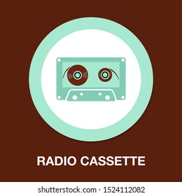 music tape - sound music icon, vector retro radio cassette - media illustration isolated