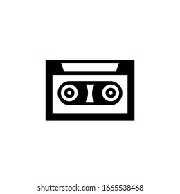Music tape vector icon cassette in black solid flat design icon isolated on white background