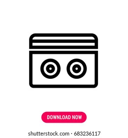 Music tape vector icon, The outlined symbol of the cassette. Simple, modern flat vector illustration for mobile app, website or desktop app   