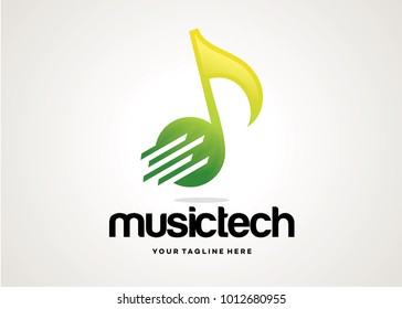 Music Tech Logo Template Design Vector, Design Concept, Creative Symbol