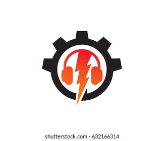 Music Tech Logo Template Design Vector, Emblem, Design Concept, Creative Symbol, Icon