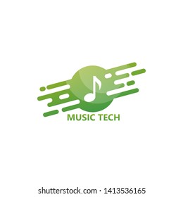 Music Technology Logo Template Design Vector, Emblem, Design Concept, Creative Symbol, Icon