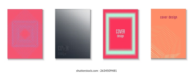 Music Template Set. Summer Circles With Modern Art. Minimalistic Brochure In 2d Frame. Dot Flyer. Minimalist Graphic Pattern. Geometric Halftone Background. Trendy Music Template