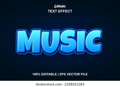 efecto de texto de música con estilo gráfico azul y modificable.