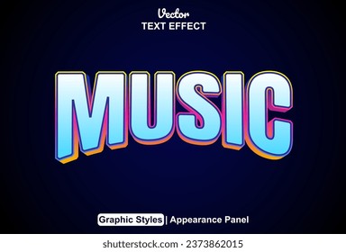 Musiktexteffekt mit blauem Grafikstil und editierbar.