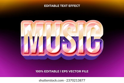 Music text effect editable video cover and banner text style, 3d typography template