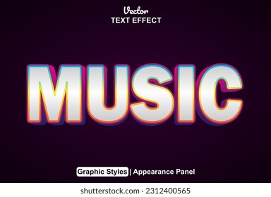 efecto de texto musical con estilo gráfico violeta y modificable.