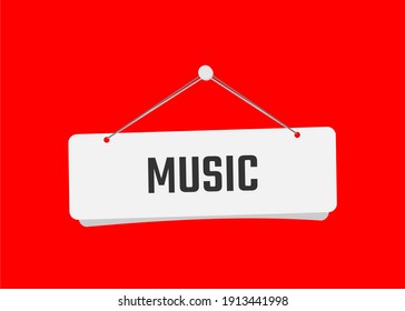music text on door sign