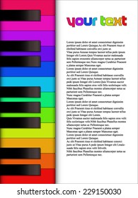 Music text template with keyboard of piano
