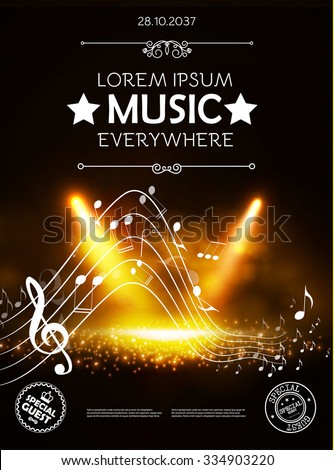 music theater show poster template notes stock vector royalty free theater poster template