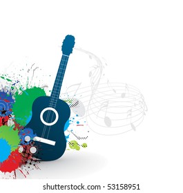 music theme with abstract rainbow color background, vector illustration.