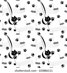 Music theme with cat and many  mouse
